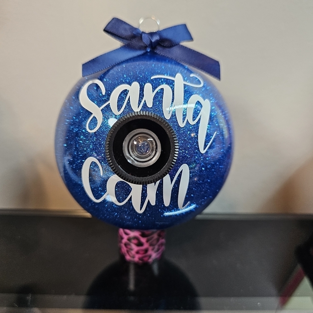 Santa's Always Watching  Santa Cam Hand Crafted ornament